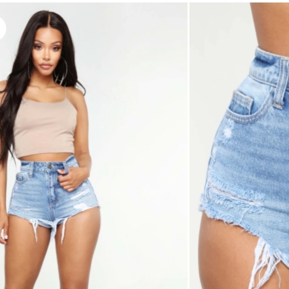 Fashion Nova Heartbreaker Distressed Denim High Waist Rodeo Cow Girl Shorts